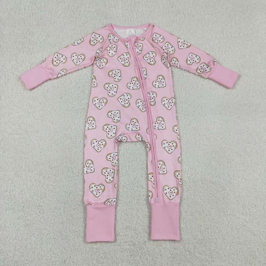 Toddle baby valentines heart donuts zip romper