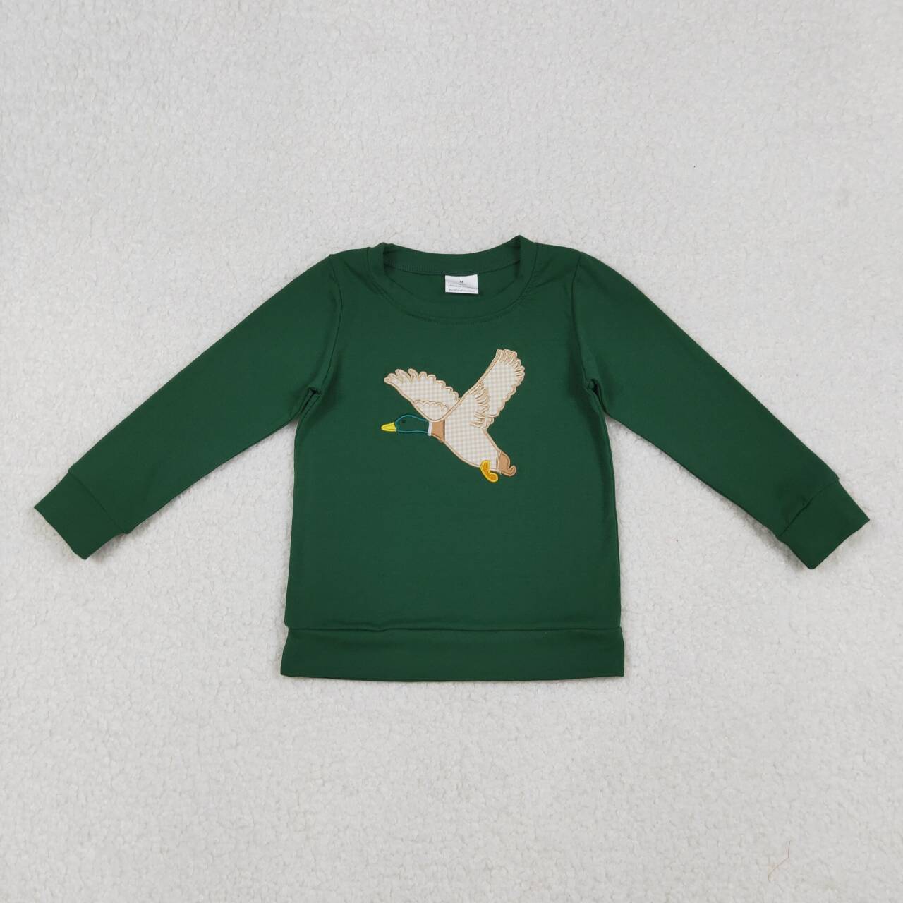Kids long sleeve cute mallard duck green top t-shirt