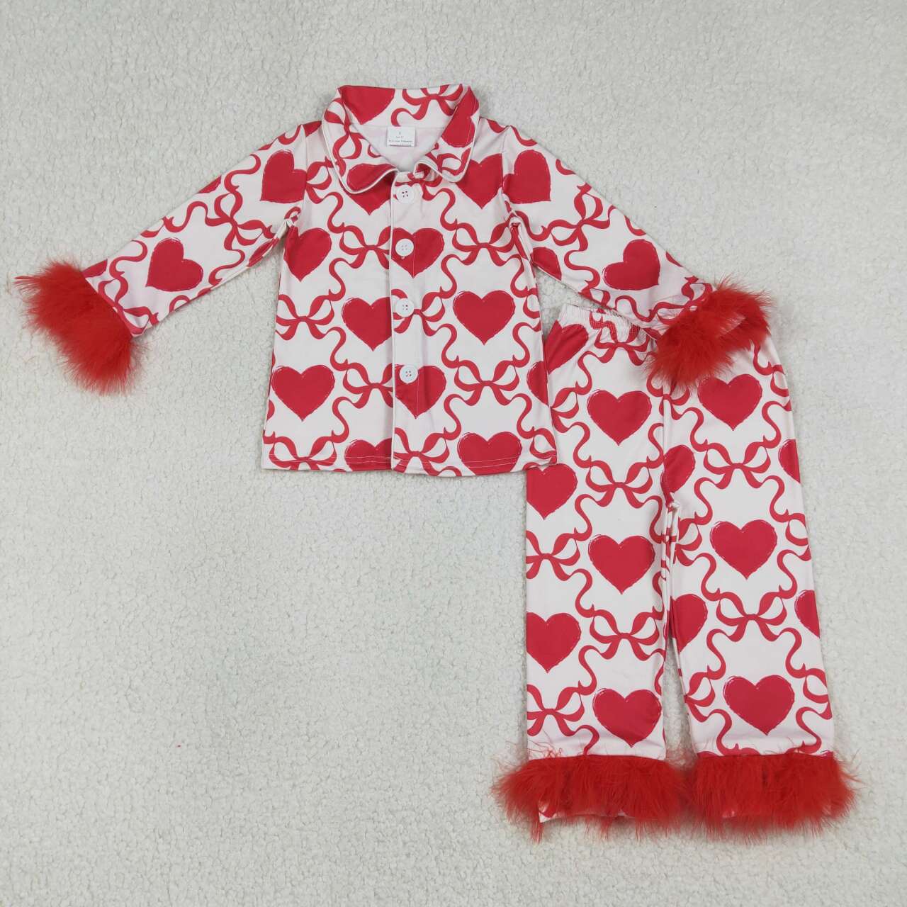 Valentines heart top matching pants kids pajama set outfit