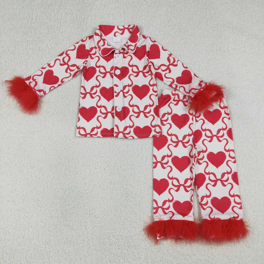 Valentines heart top matching pants kids pajama set outfit