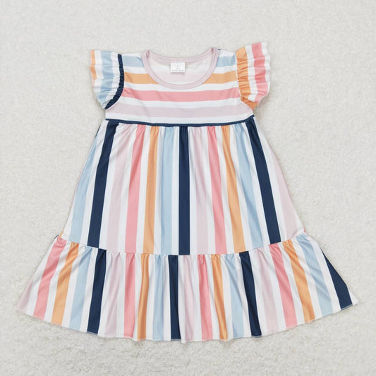 wholesale girls stripes flutter sleeve dress