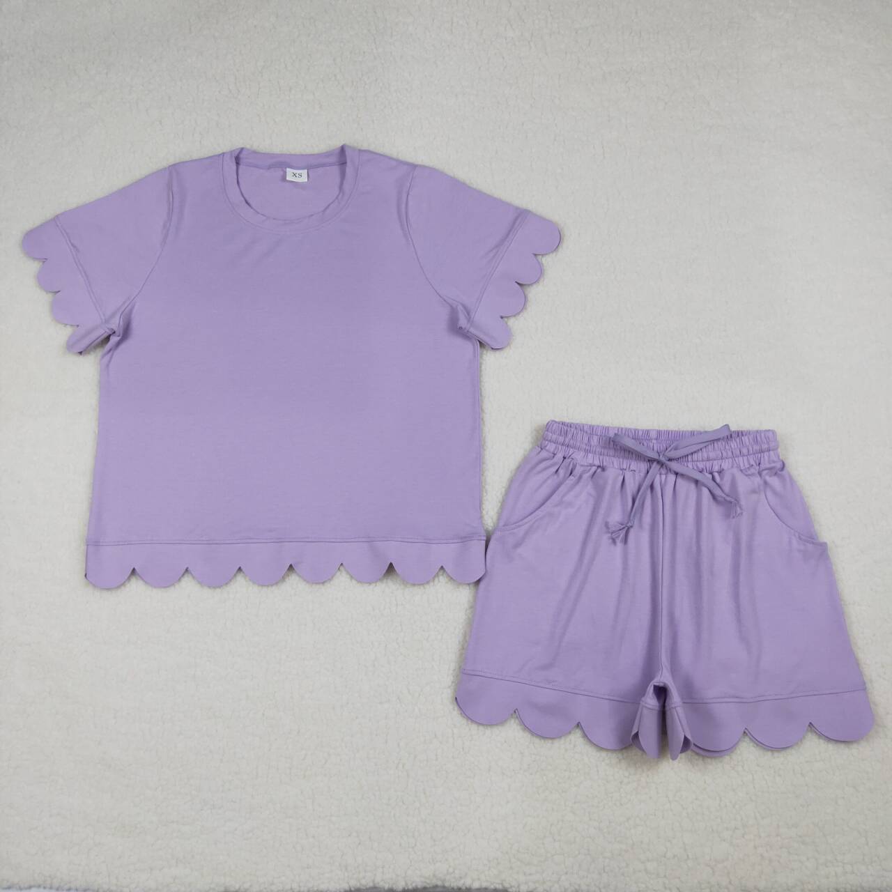 Adult women lavender design short sleeve outfit