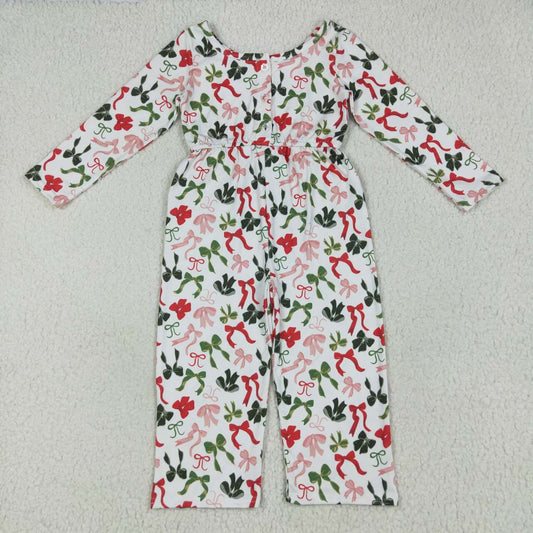 Toddle girls Christmas green red bow jumpsuit