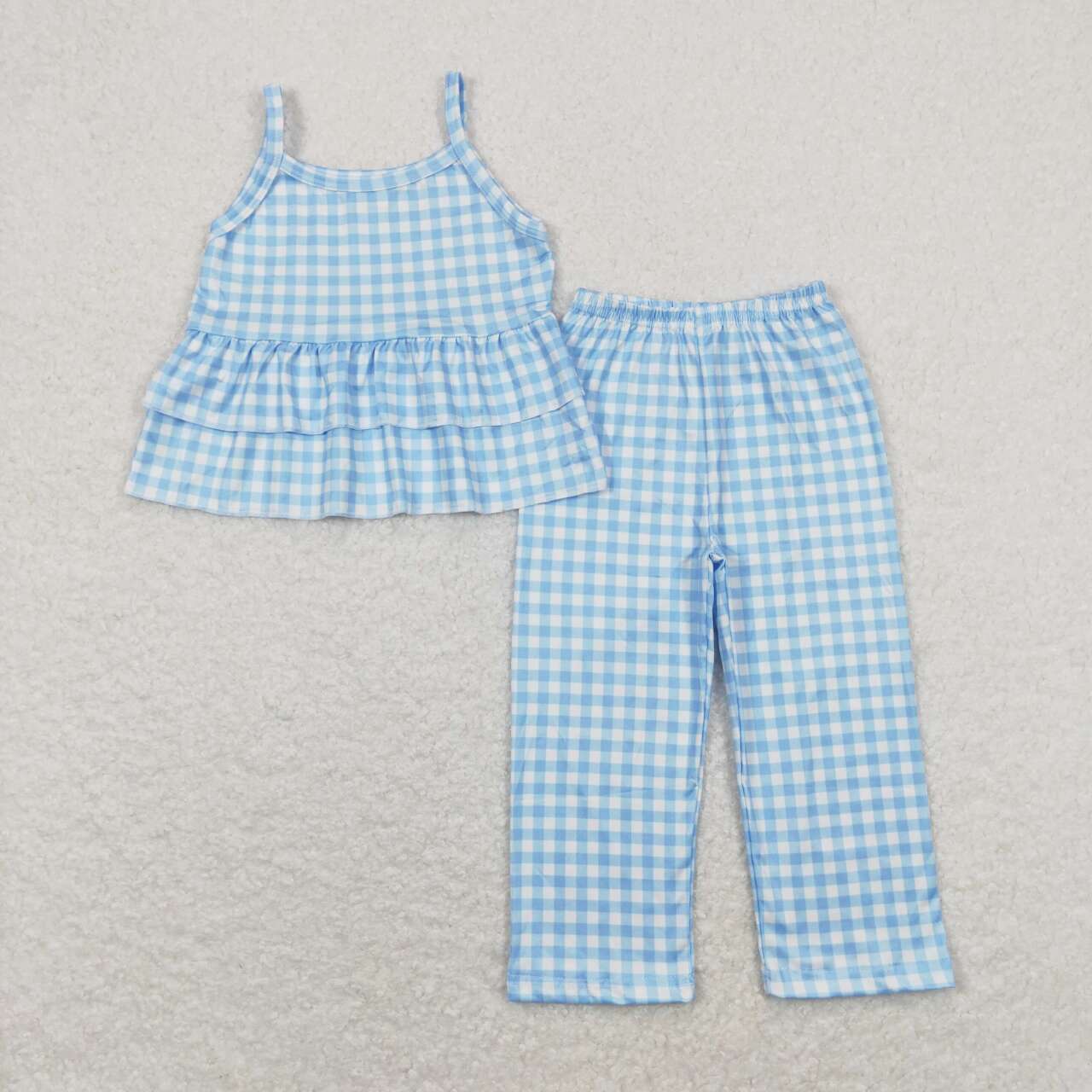 blue gingham boutique clothing set