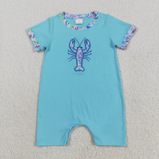 Toddle baby boy embroidery floral crawfish romper