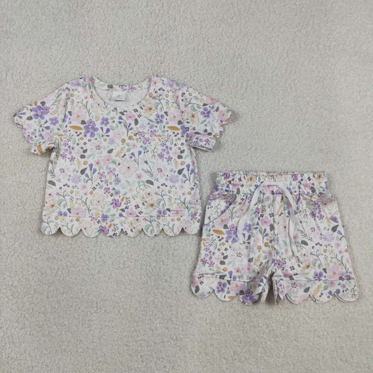 Lavender Flowers design baby girl summer outfit