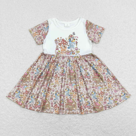 baby girls blue cartoon dog floral dress