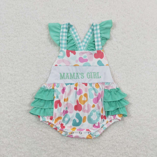embroidery mamas girl mothers day cheetah romper