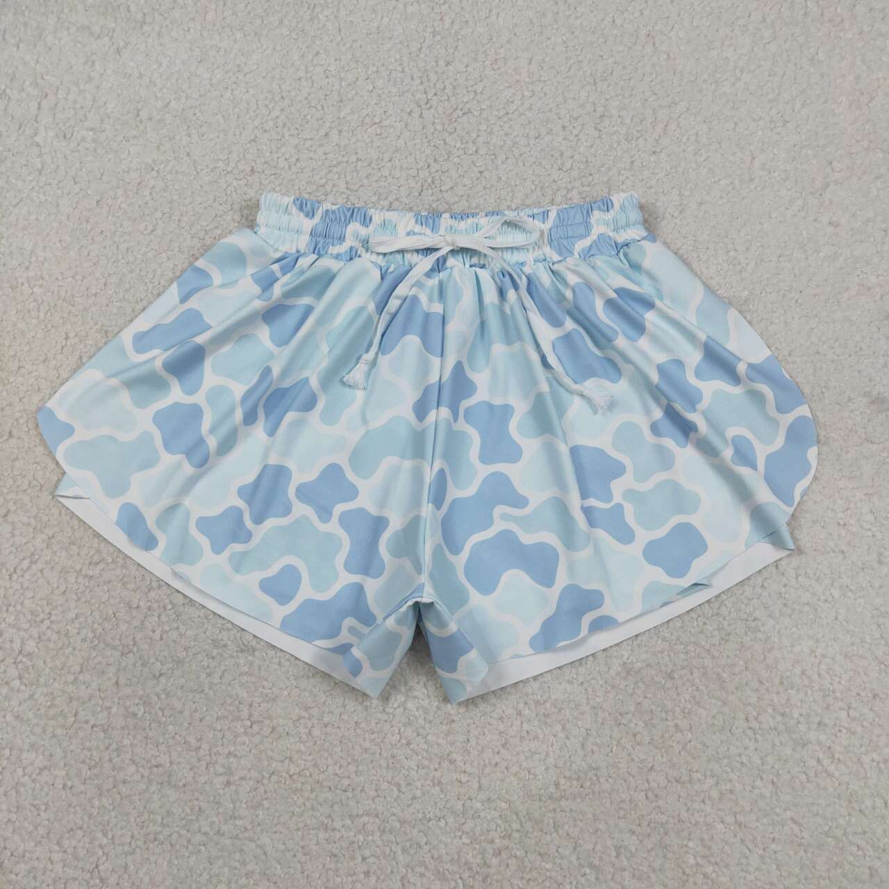 Adult women blue camo summer yoga shorts