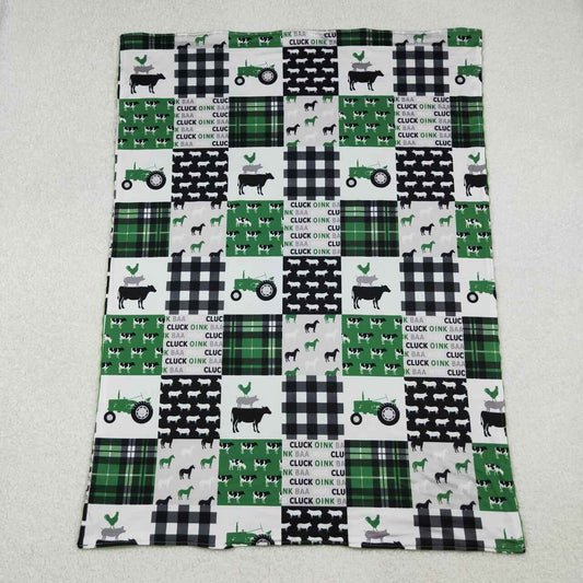farm animal tractor fleece blanket