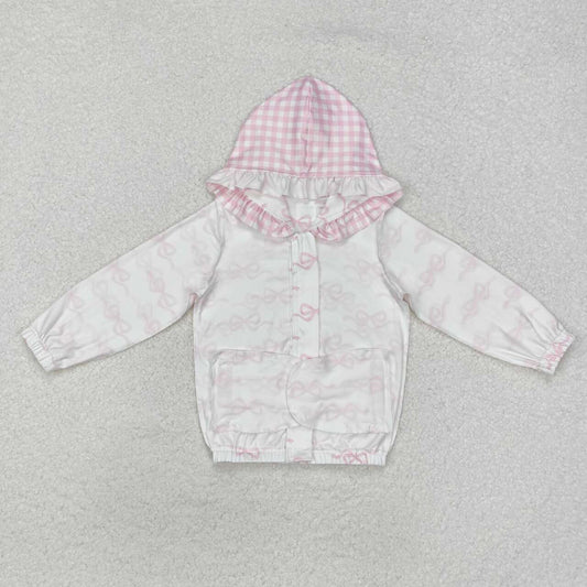 Pink bow baby girls long sleeve hoodie top