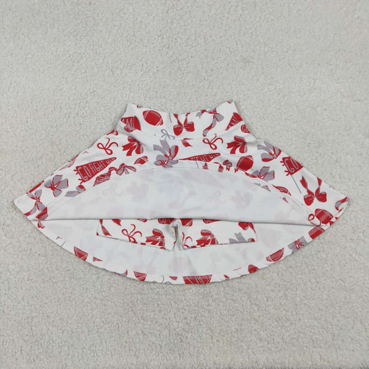 Red football cheer design girls yoga skort