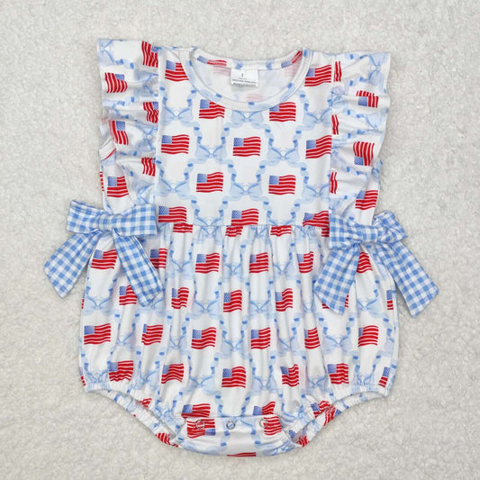 Toddle baby girl American flag july 4th romper