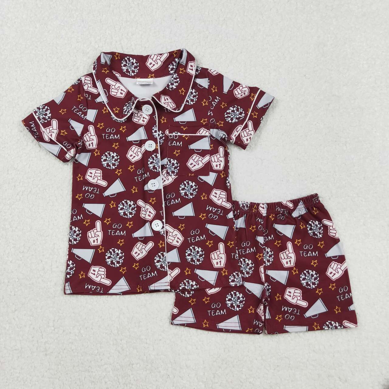 Go team cheer set girls summer pajama set