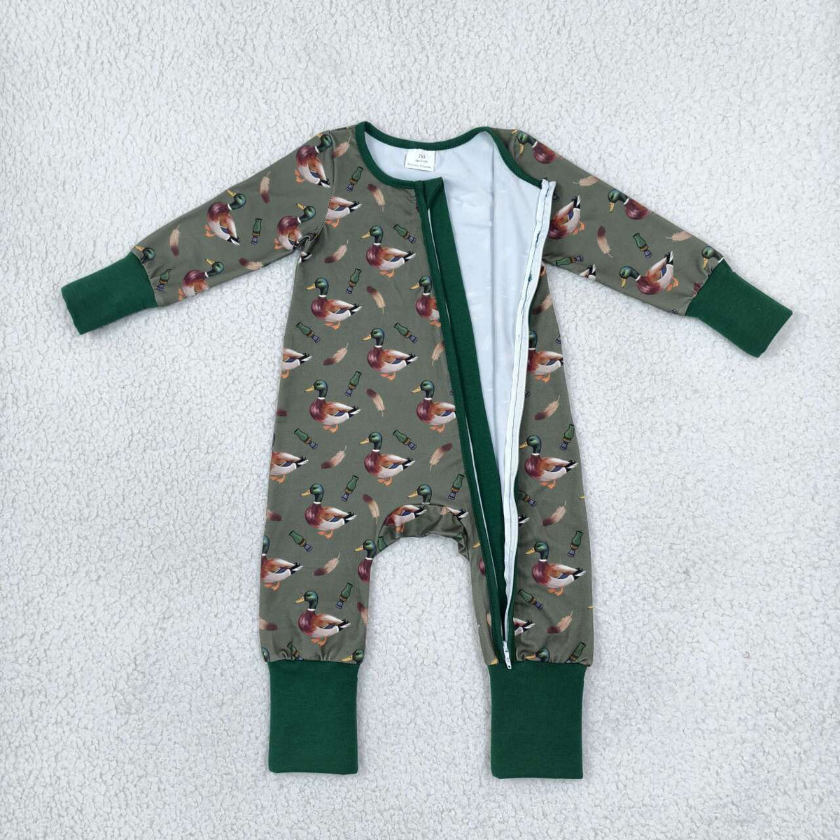 Toddle baby long sleeve mallard duck zip romper