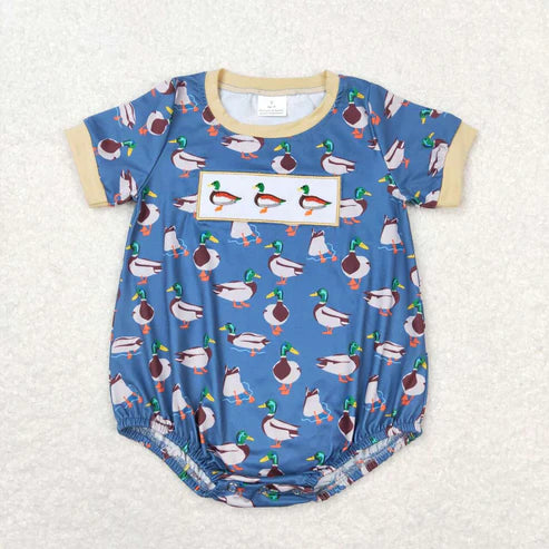 sister brother embroidery mallard duck matching clothing set