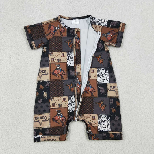 Western rodeo print toddle baby boy romper
