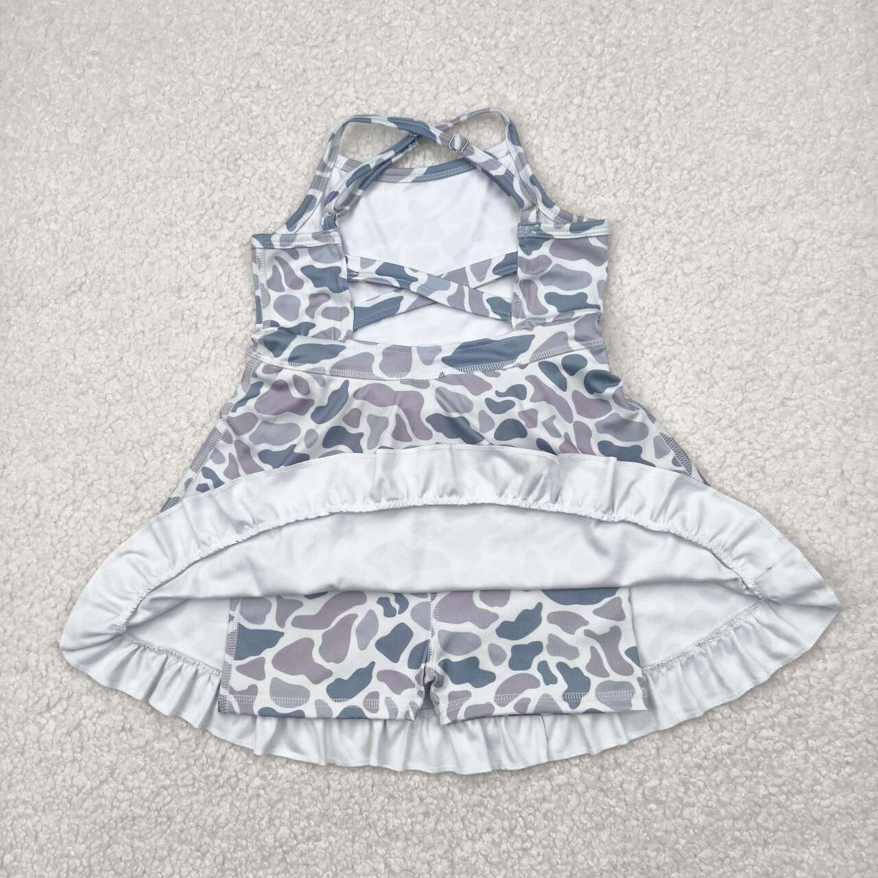 Baby girls grey camo design active wear athletic summer yoga skirt dress