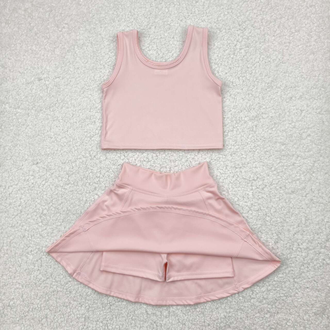 Baby girls pink active wear athletic summer yoga skirt outfit