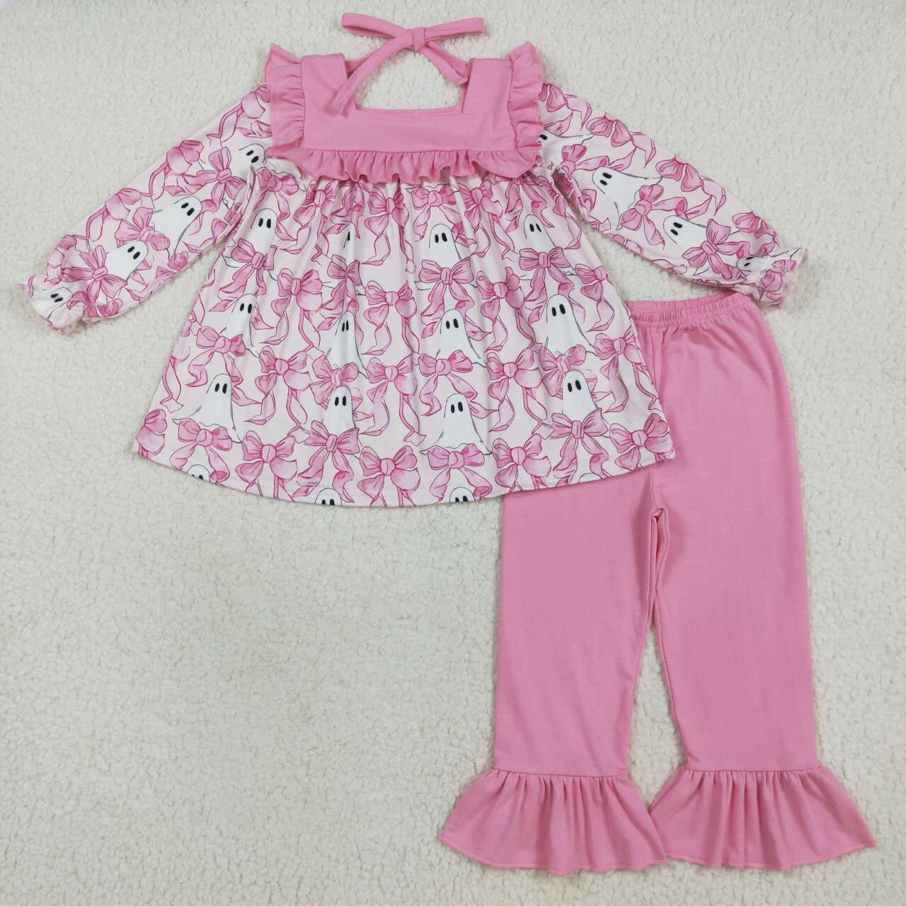 Halloween ghost pink bowtunic top matching pants clothes
