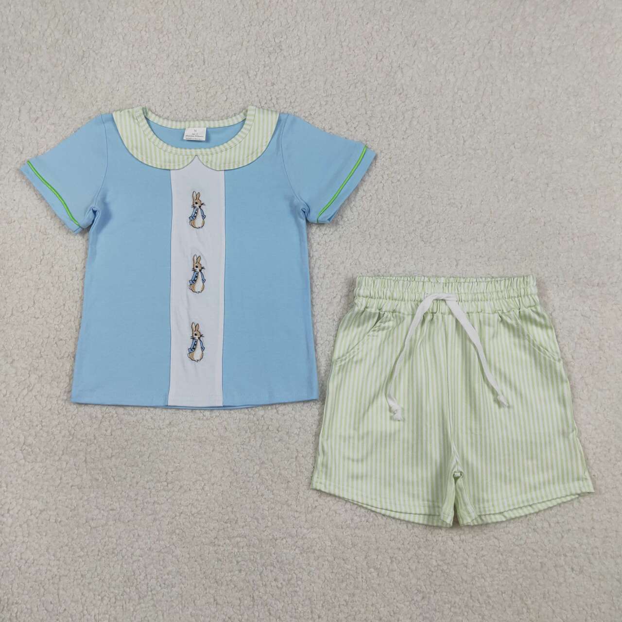Easter embroidery bunny design kids boys holiday outfit