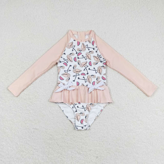 toddle  baby girl one piece flamingo bathing suit