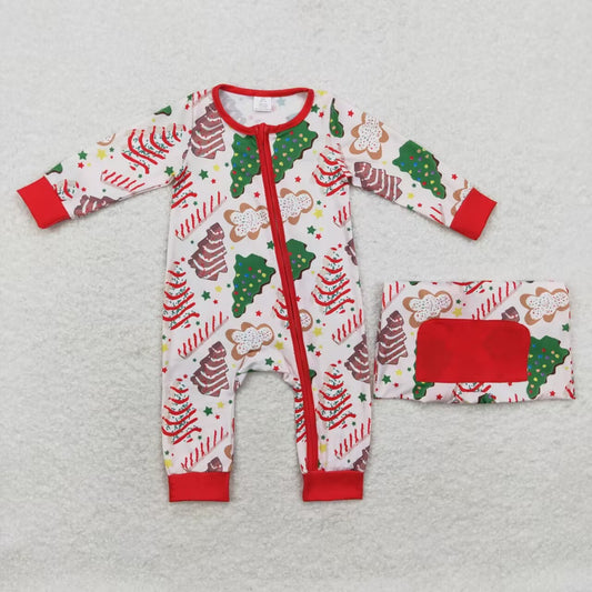 toddle baby boy christmas tree cake zip romper