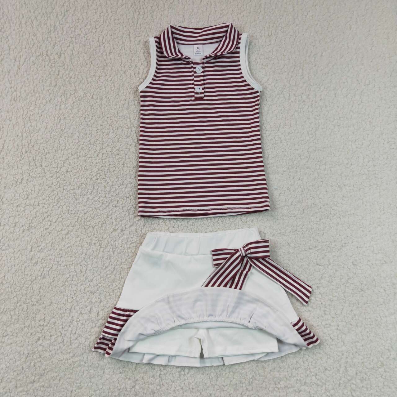 Brown stripes top matching skirt toddle baby girls yoga outfit