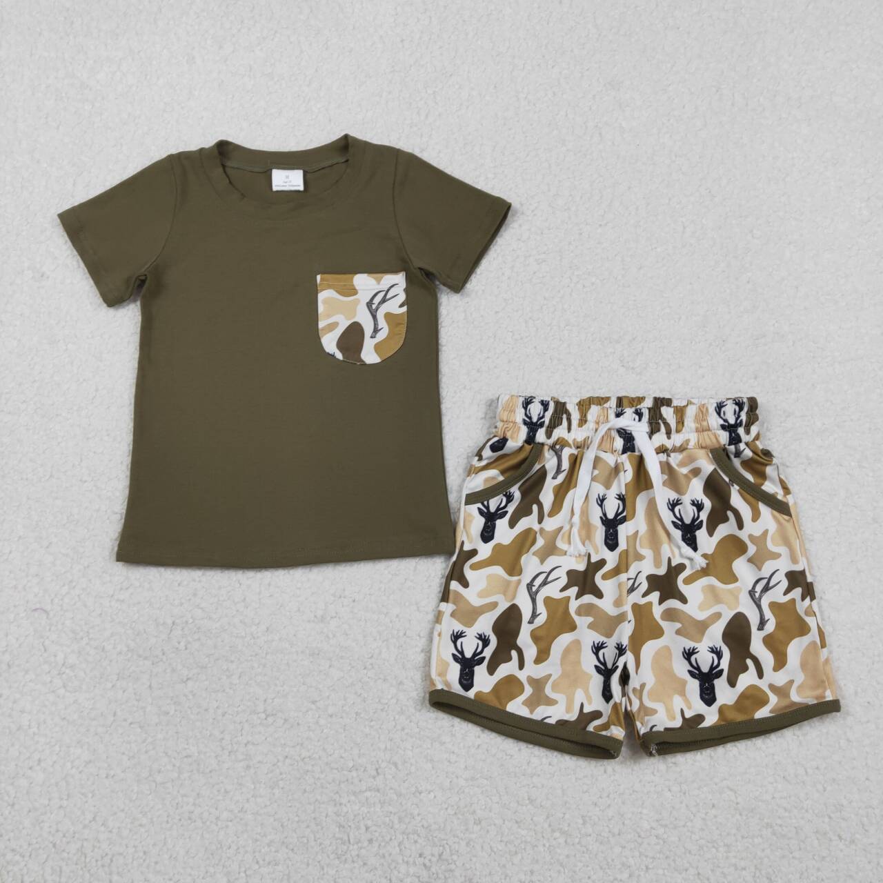 Camo pocket top matching shorts boy summer outfit