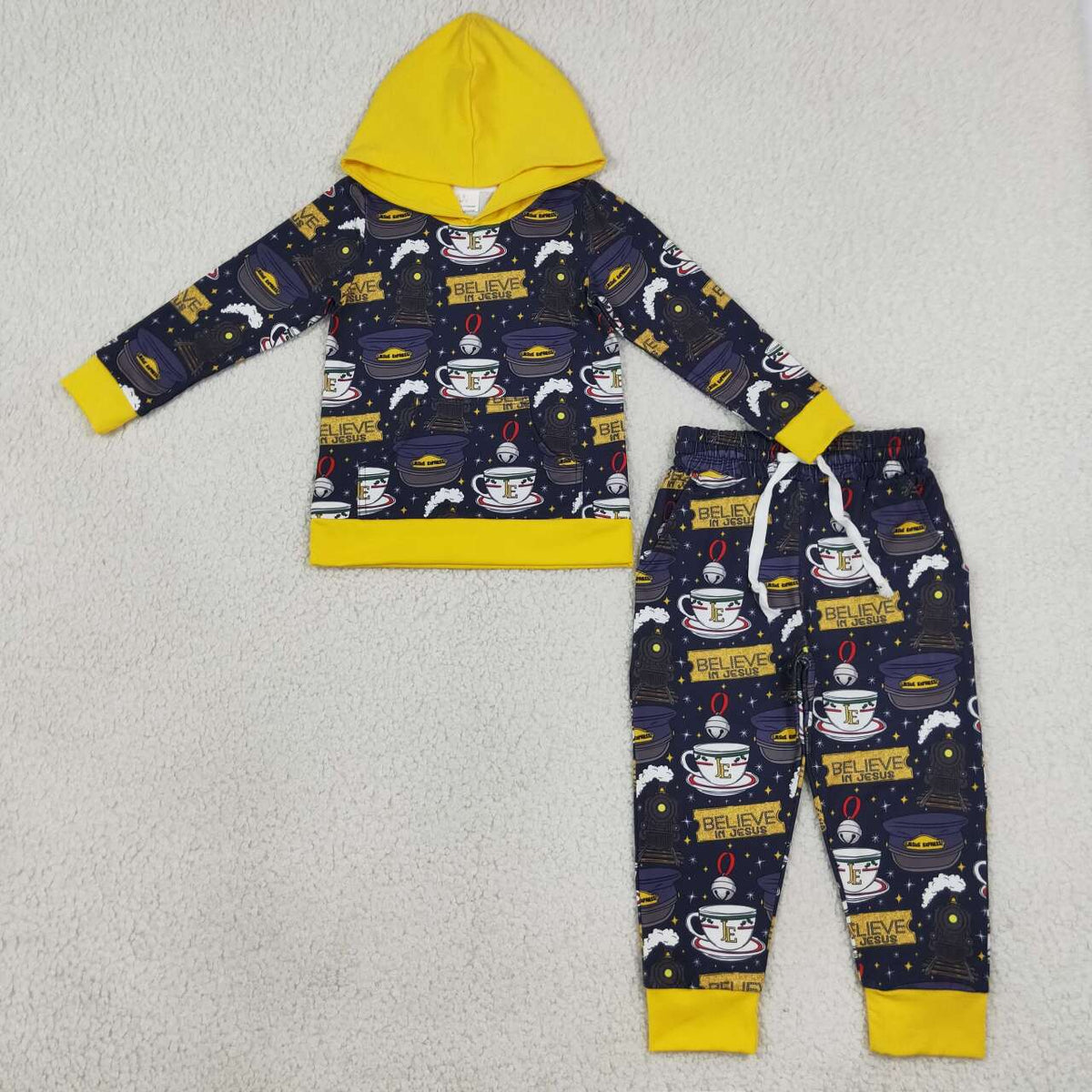 Believe in jesus print boys long sleeve outfit