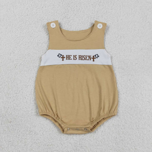 He is risen embroidery print toddle baby boy romper