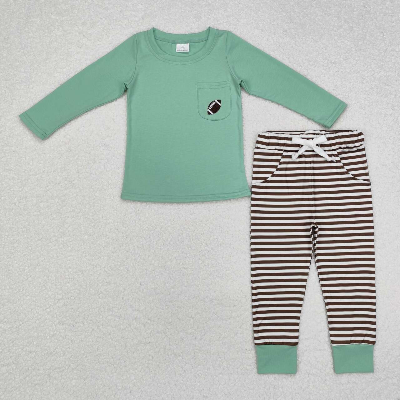 Embroidery Football long sleeve top brown stripes pants clothes