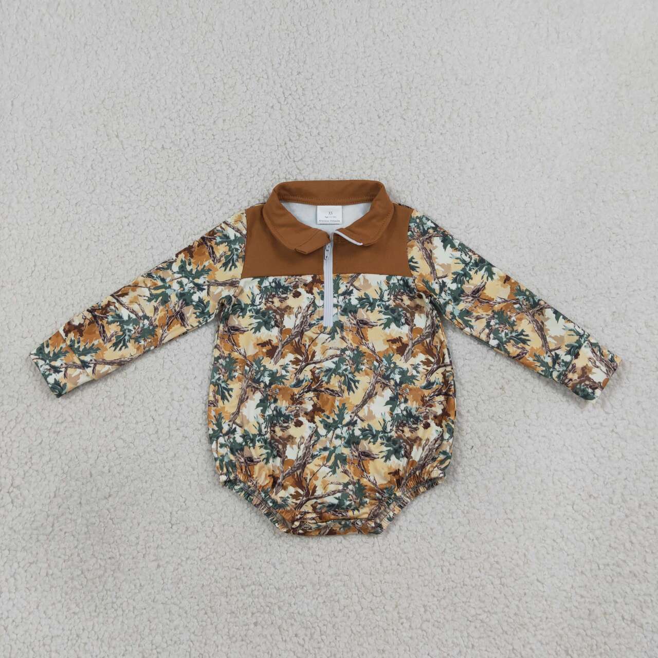 Toddle baby boy leaves print long sleeve romper