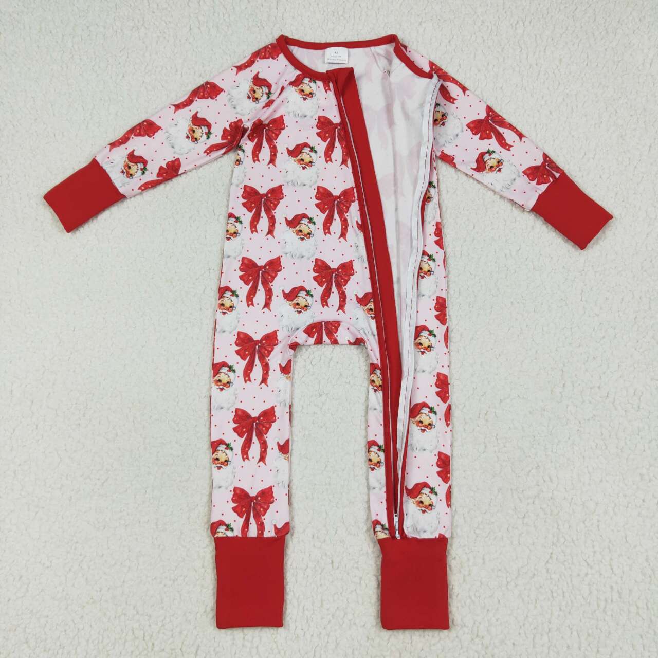 USA SHOP Christmas Santa Claus red bow toddle girls romper