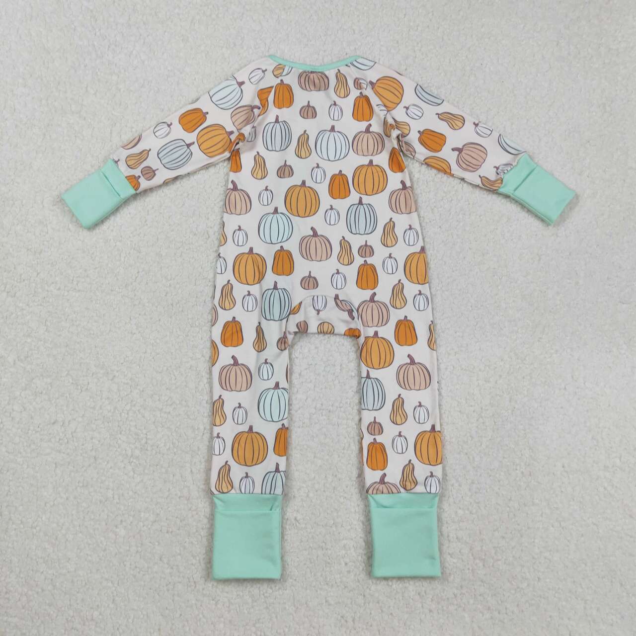 Colorful pumpkin toddle baby long sleeve zip romper
