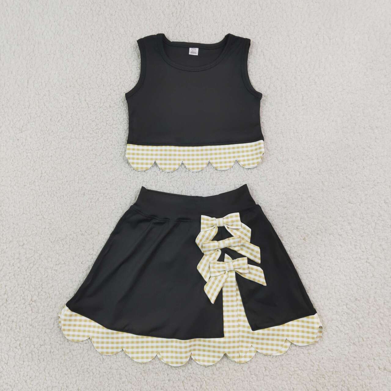 Black top matching skorts girls summer yoga outfit