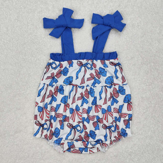 Baby girl July 4th firework bow design romper