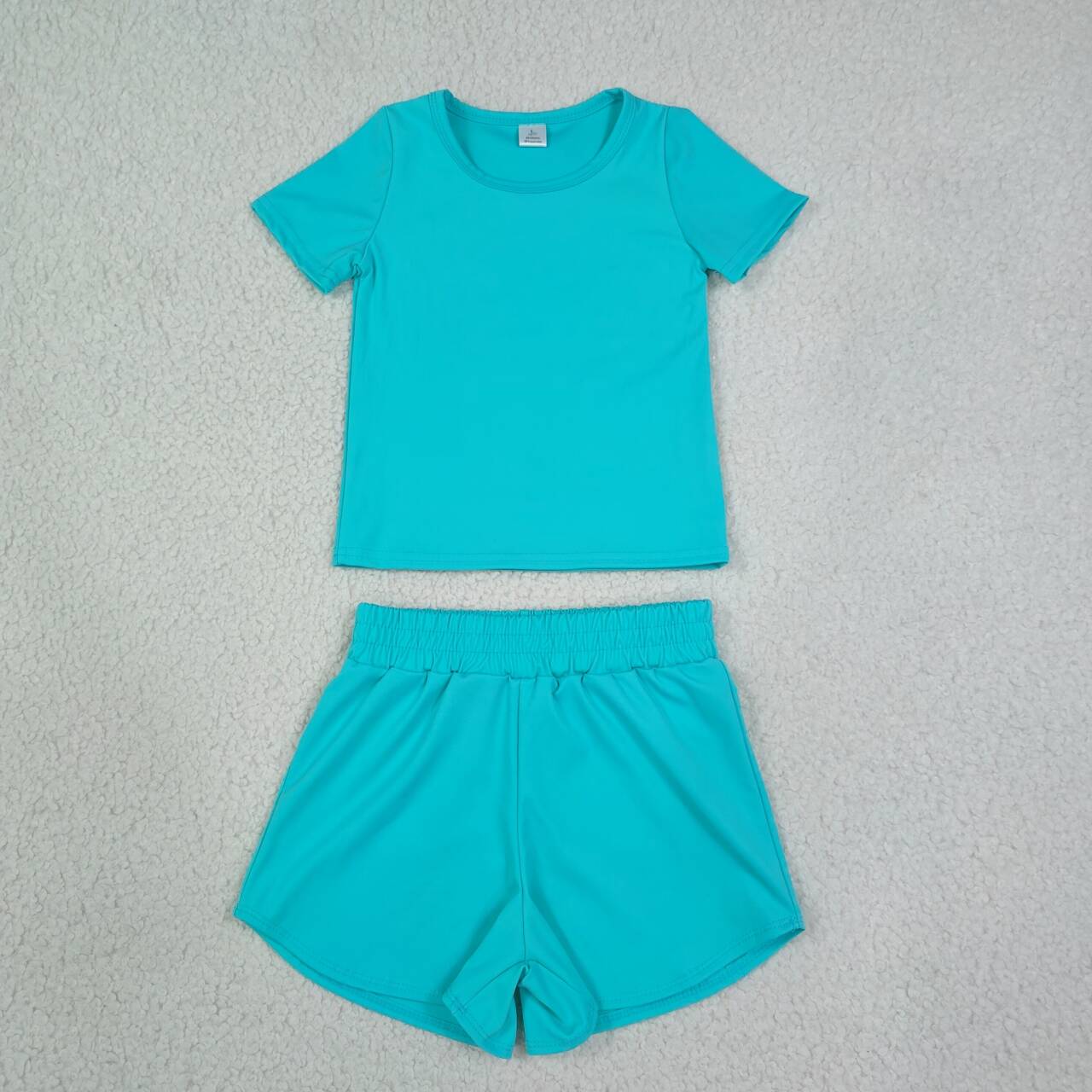 Mint Green color yoga top matching shorts girls summer outfit