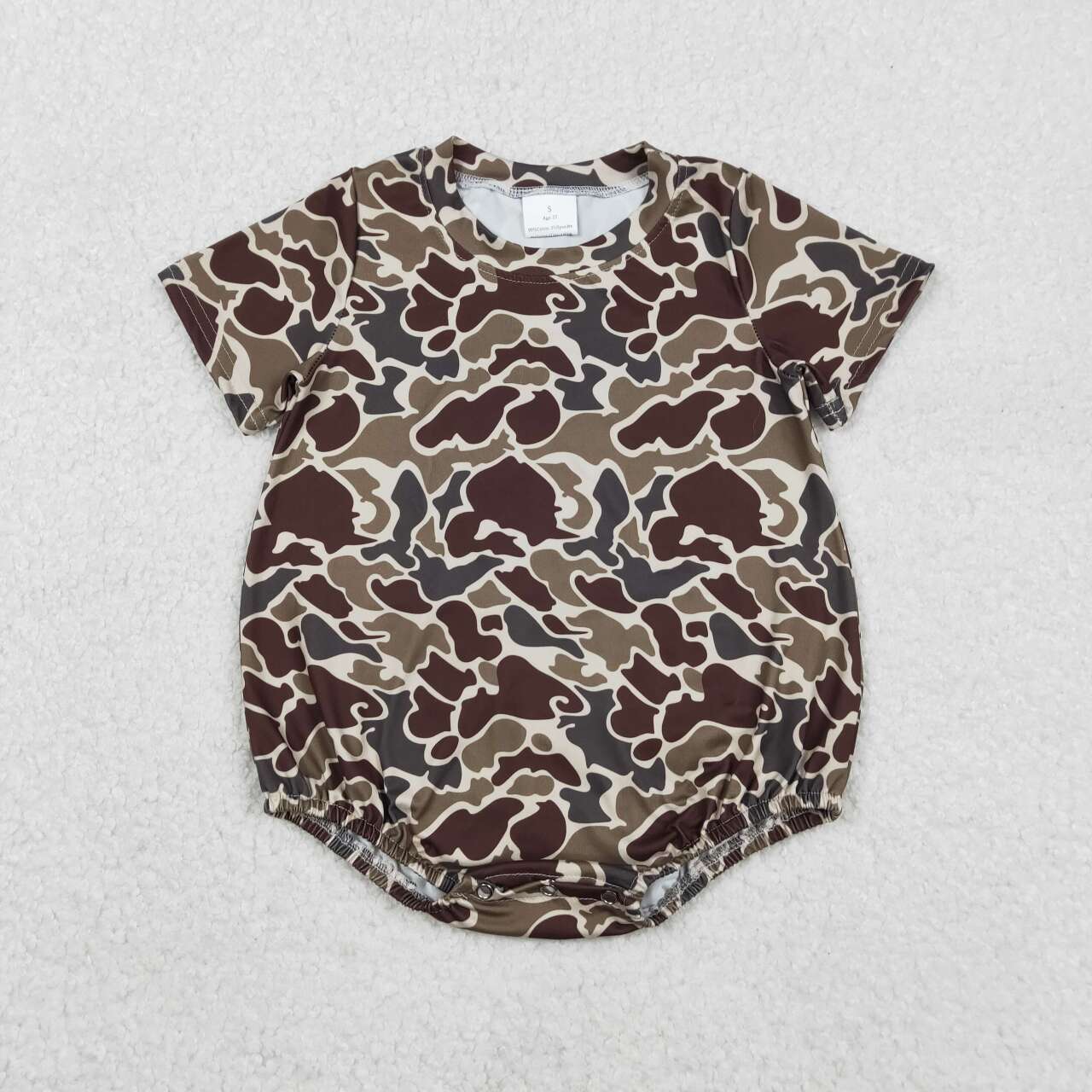 Toddle baby boy dark brown camo short sleeve romper