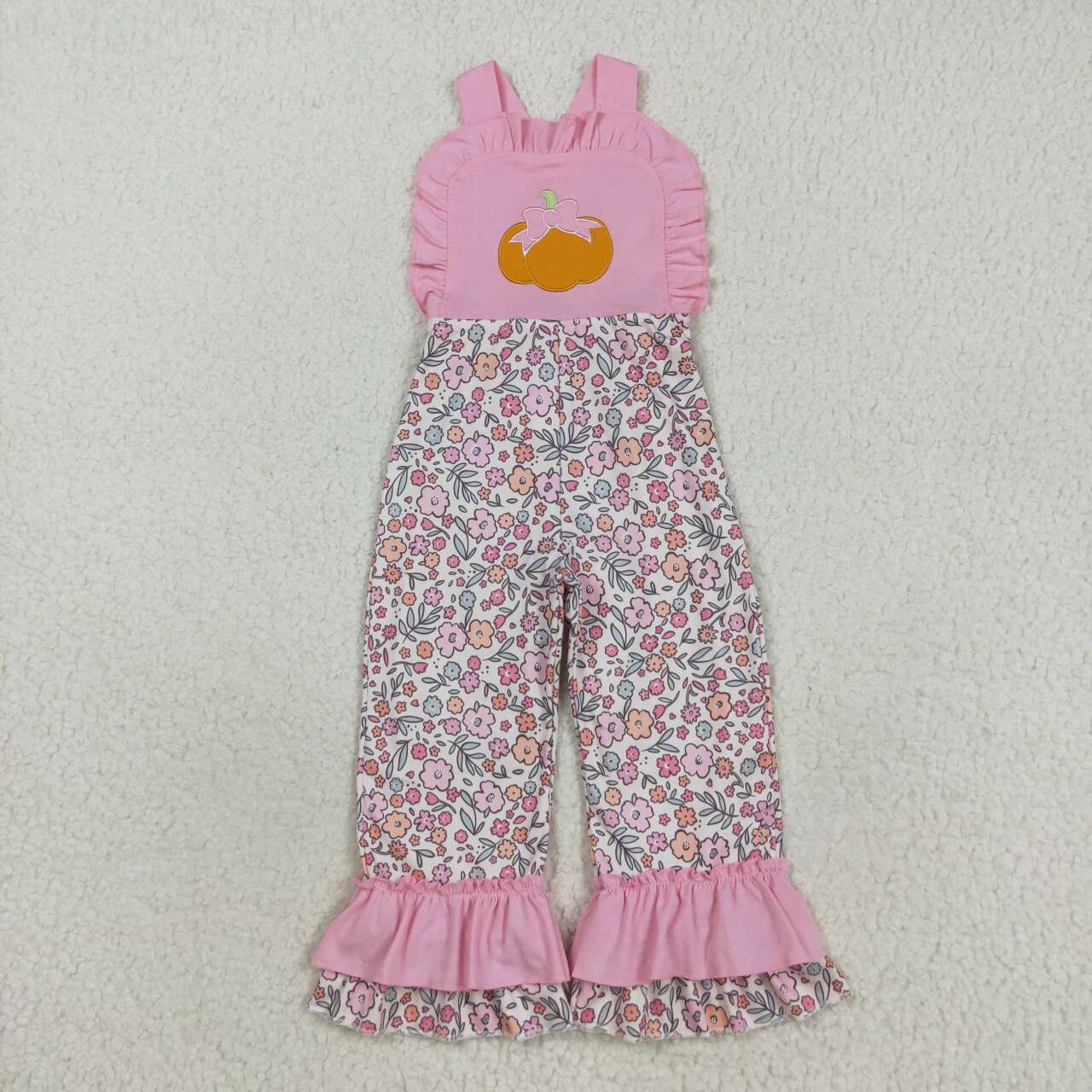Toddle girls embroidery pumpkin floral design jumpsuit