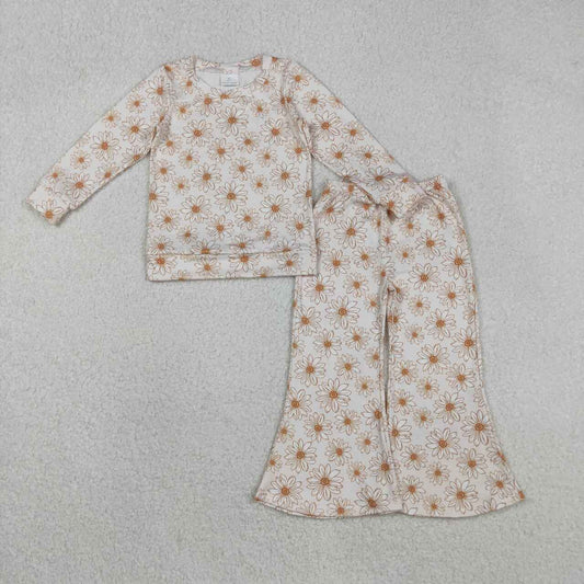 Sunflowers design kids spring fall long sleeve outfit