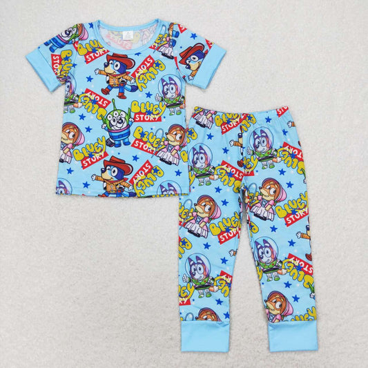 baby boy clothes blue cartoon dog pants bamboo outfit