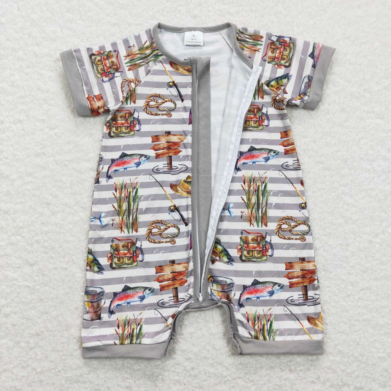 baby boy short sleeve fishing romper