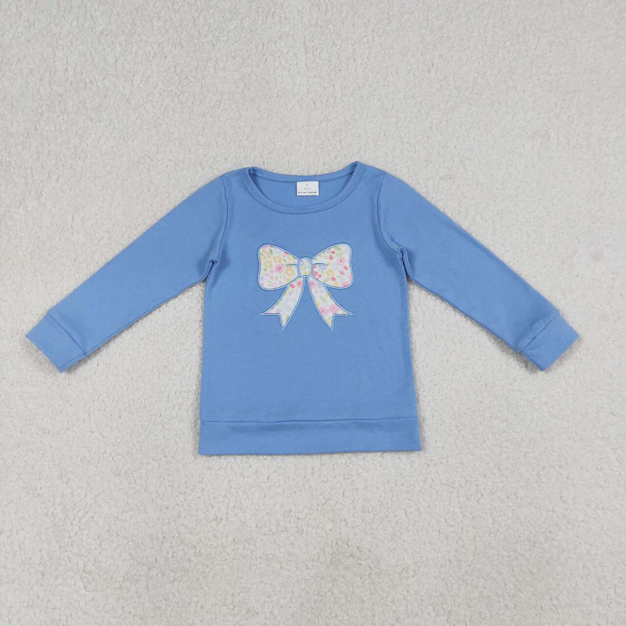 Pink floral kids baby girls blue pullover top