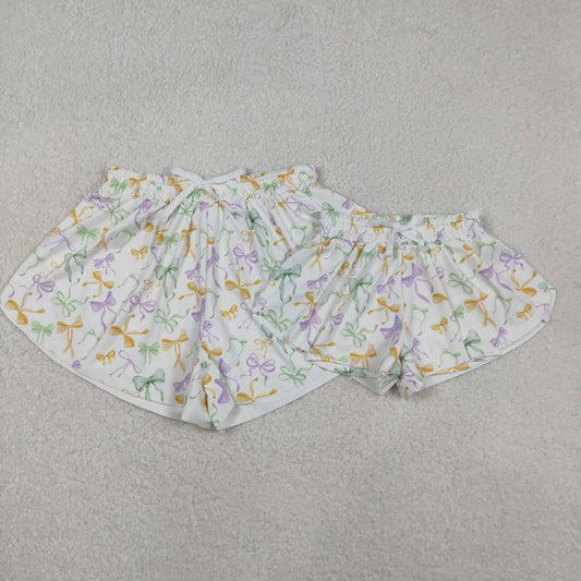 Toddle baby Mardi Gras bow active wear summer shorts