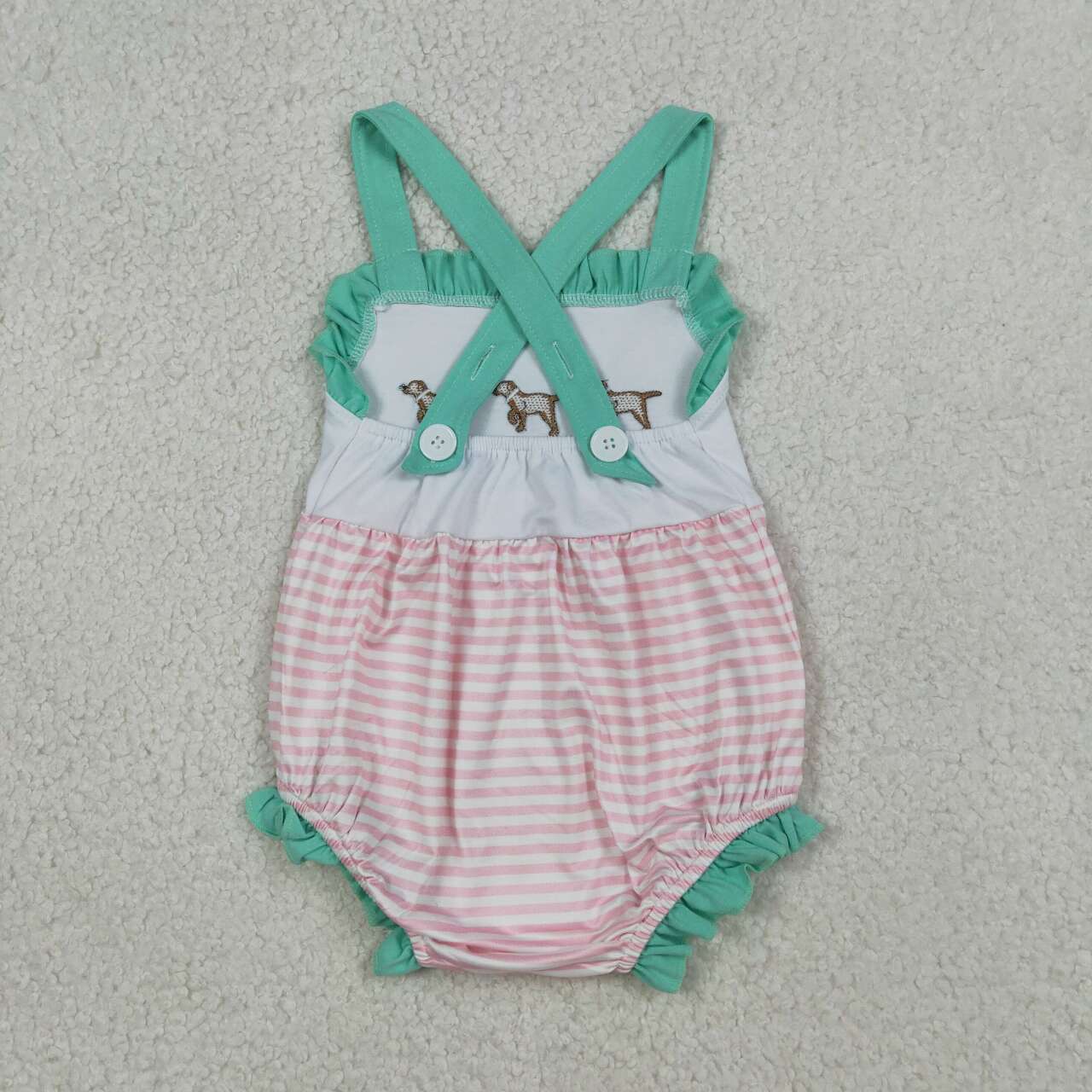 Embroidery Dog design toddle baby girl romper