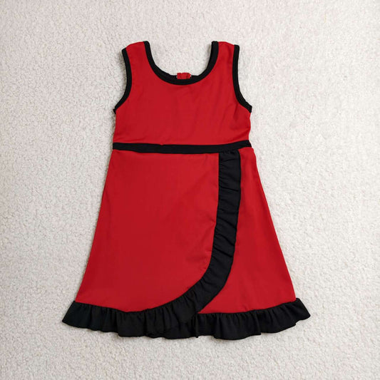 Red black color girls summer yoga dress