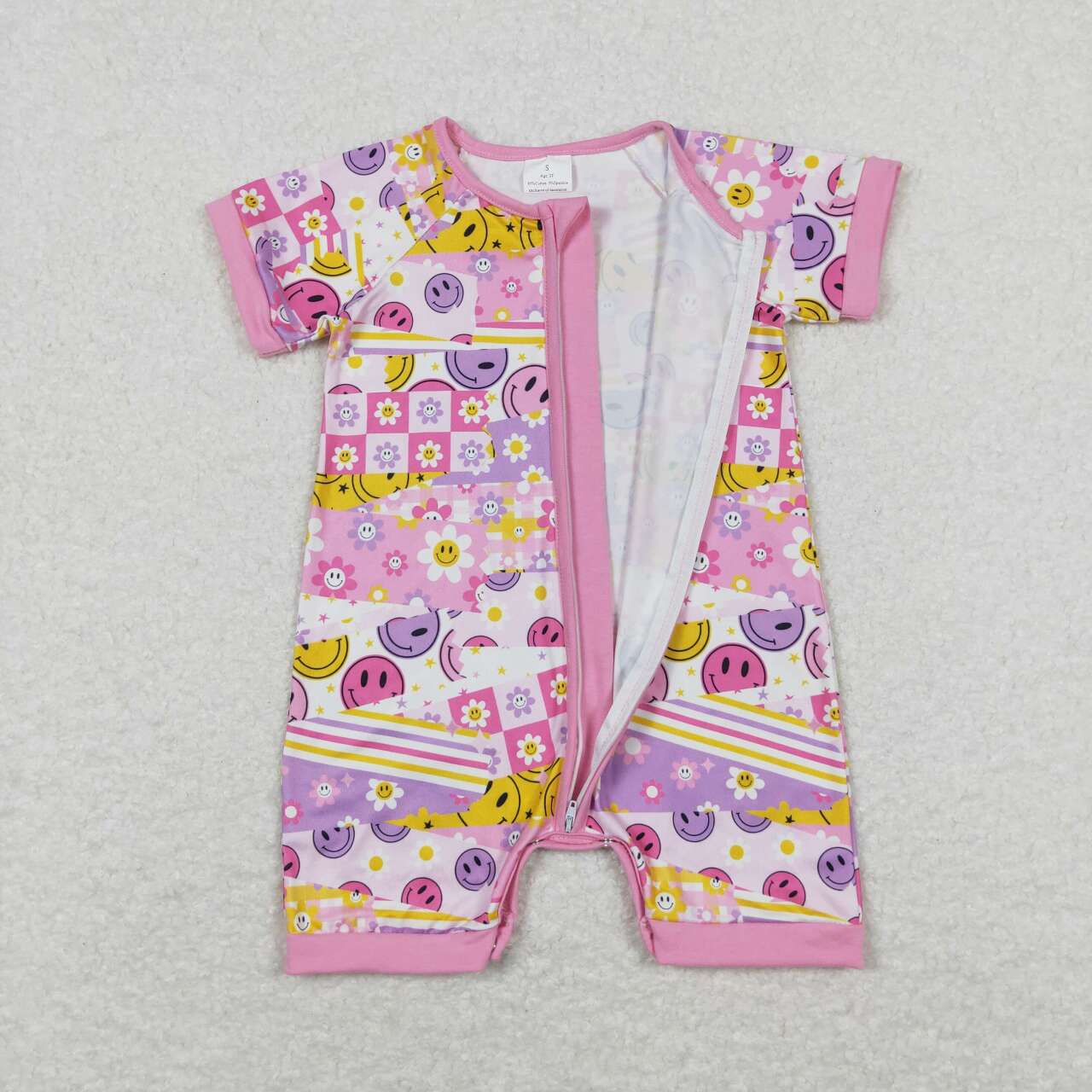 toddle baby girls sunshine short sleeve zip romper