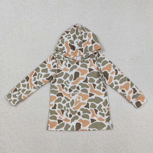 Baby boy long sleeve green camo print hoodie top
