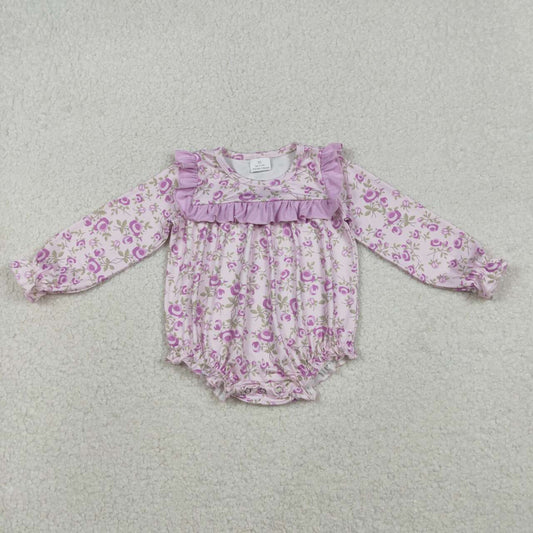 Purple floral toddle baby long sleeve romper